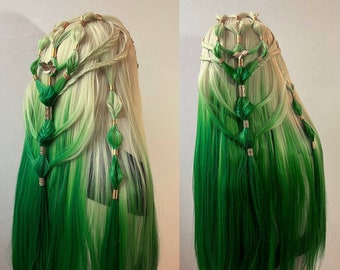 Fairycore Earth spirit cosplay Lace front braided wig, Renaissance fair, renfair wig, mermaid costume