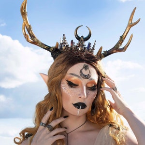 Artemis Krone Geweih Mond Gottin Heidnischen Wald Konig Etsy