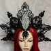 Queen of the night - Goth crown headdress - Vampire cosplay accessory - Spiked halo crown with lace
