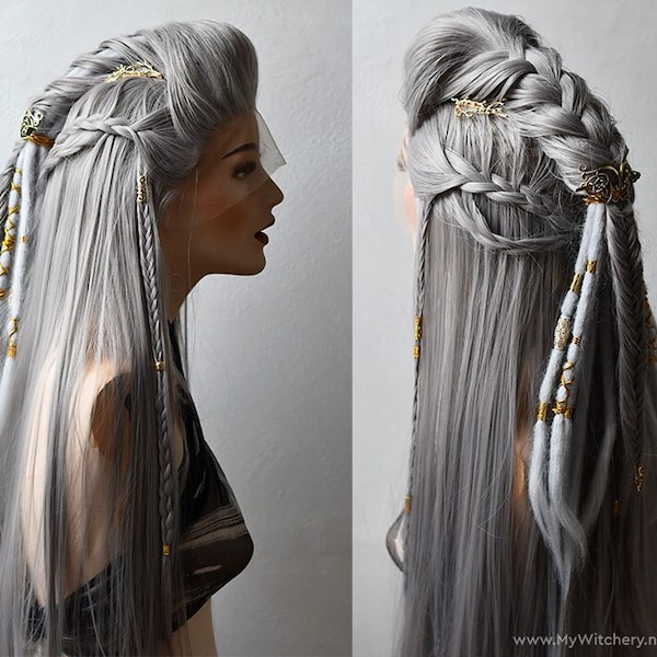Braided Viking Wig with Metal Beads and Hairclip TO ORDER