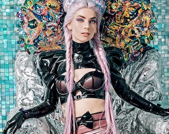 Peluca trenzada extra larga multicolor - Accesorio para festivales y cosplay PARA PEDIR