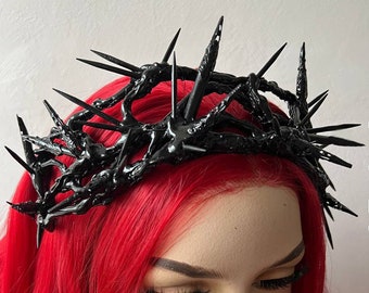 READY TO SHIP Сrown of thorns  Dornenkrone  Black gothic crown Witch crown