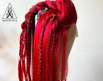 Made-to-Order Braided Viking Wig with Synthetic Dreads, Hairclip,Fantasy Costume Accessory, Goblincore, Druid Style