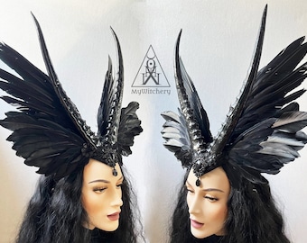 Сhimera Horns headband, Gothic wedding headpiece, Gothic crown