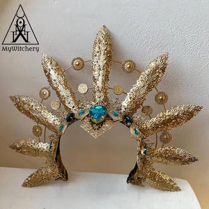 Akasha Cosplay Crown Queen of Damned Headpiece, Gothic Halo Gold Costume Jewelry, Vampire Themed Accessory, Crown for Cosplay TO ORDER