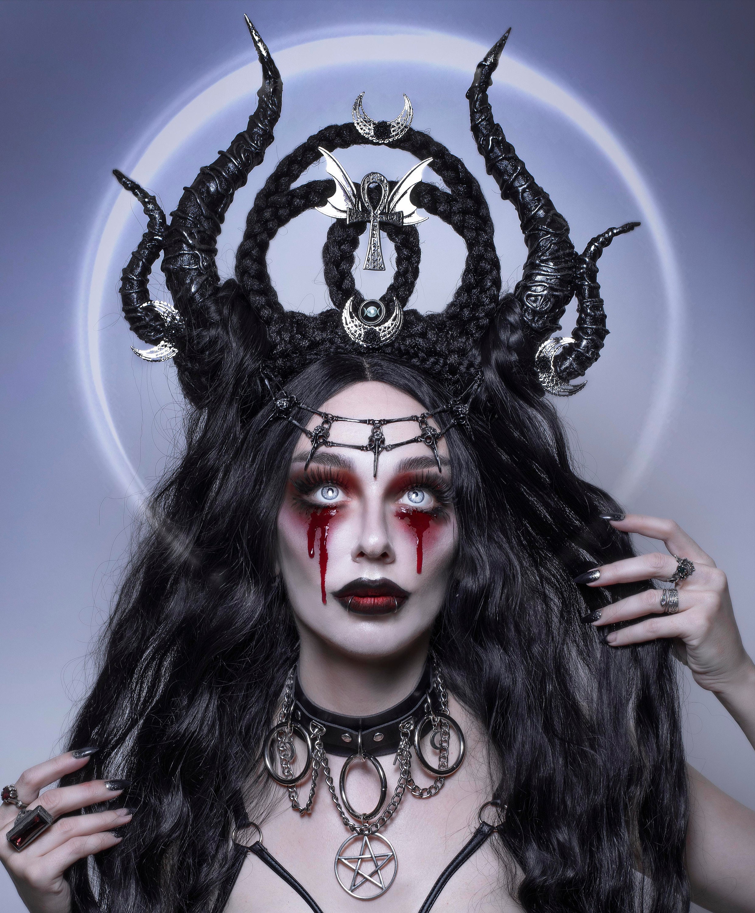 Lilith Gothic Headpiece Black Maleficent Horns - Etsy