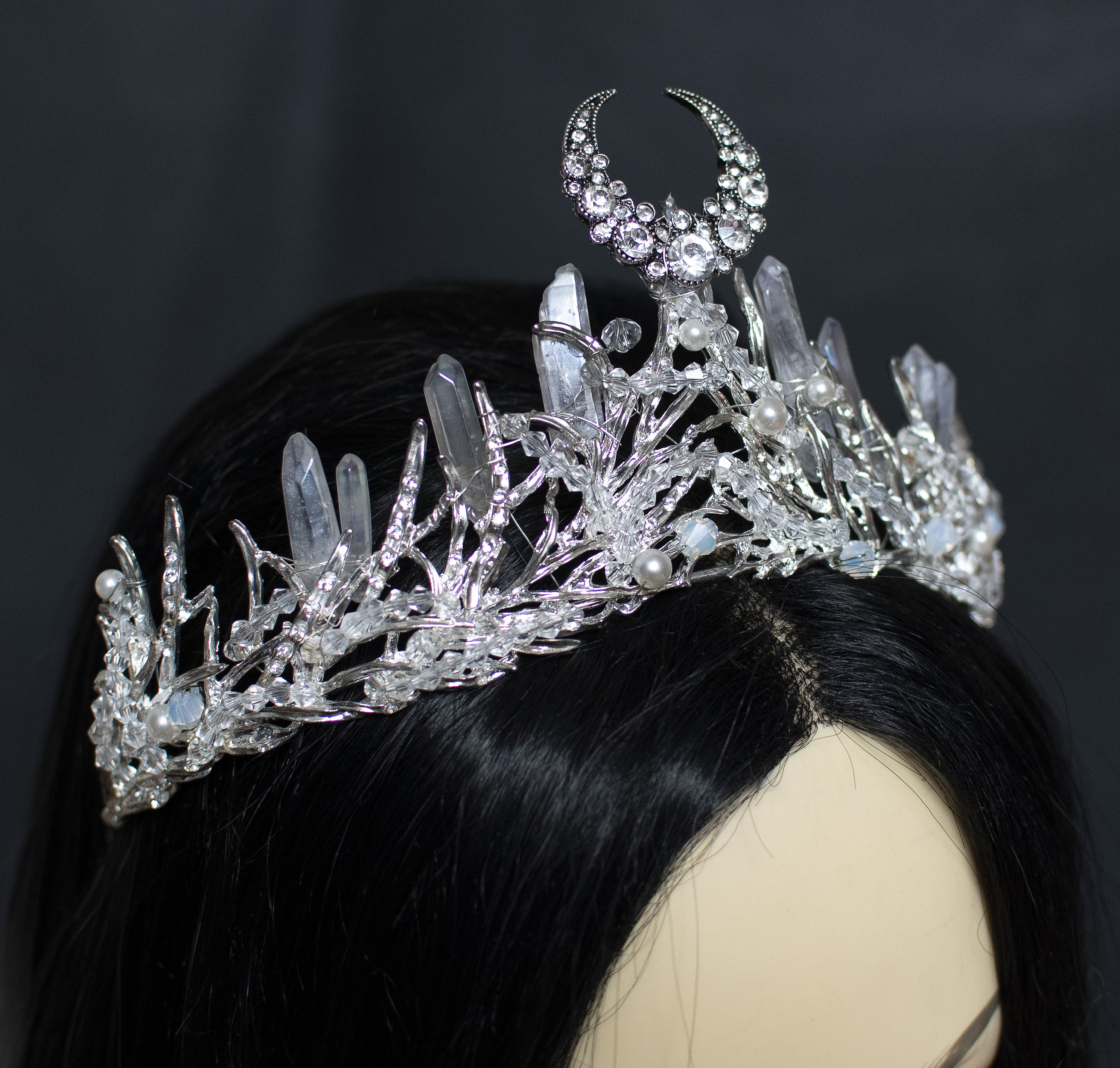 Diana moon goddess crystal crown headpiece Elven fantasy Etsy