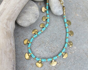 Turquoise Ankle Bracelet, Turquoise Anklet, Bohemian Anklet, Ankle Bracelet, Turquoise Jewelry, Gypsy Jewelry, Body Jewelry