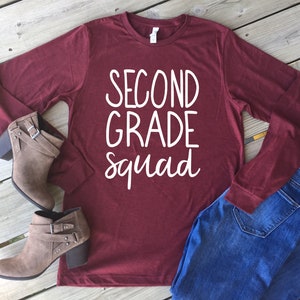 Teacher Squad Long Sleeve Shirt/ Bella Canvas T-Shirt/ Any Grade or Subject/ Custom Colors/ Unisex Sizing/ Second Grade Squad