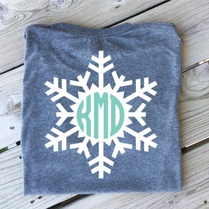 Monogram Snowflake T- Shirt/ Unisex Sizing/ Customizable/ Winter