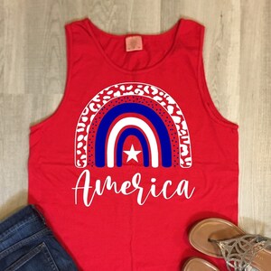 America Comfort Colors Tank Top/ 4th of July/ Regenbogen