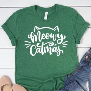 Meowy Catmas Shirt, Christmas Shirt, Cat Lover Christmas, Cat Shirt, Fun Holiday Shirt, Cat Mom, Merry Christmas, Bella Canvas