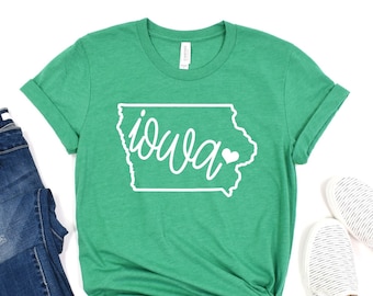Iowa Bella Canvas Shirt, State Shirt, Custom Colors, Unisex Shirt