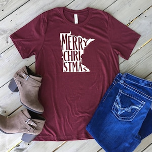 Minnesota Merry Christmas Shirt/ Any State/ Unisex Sizing/ Custom