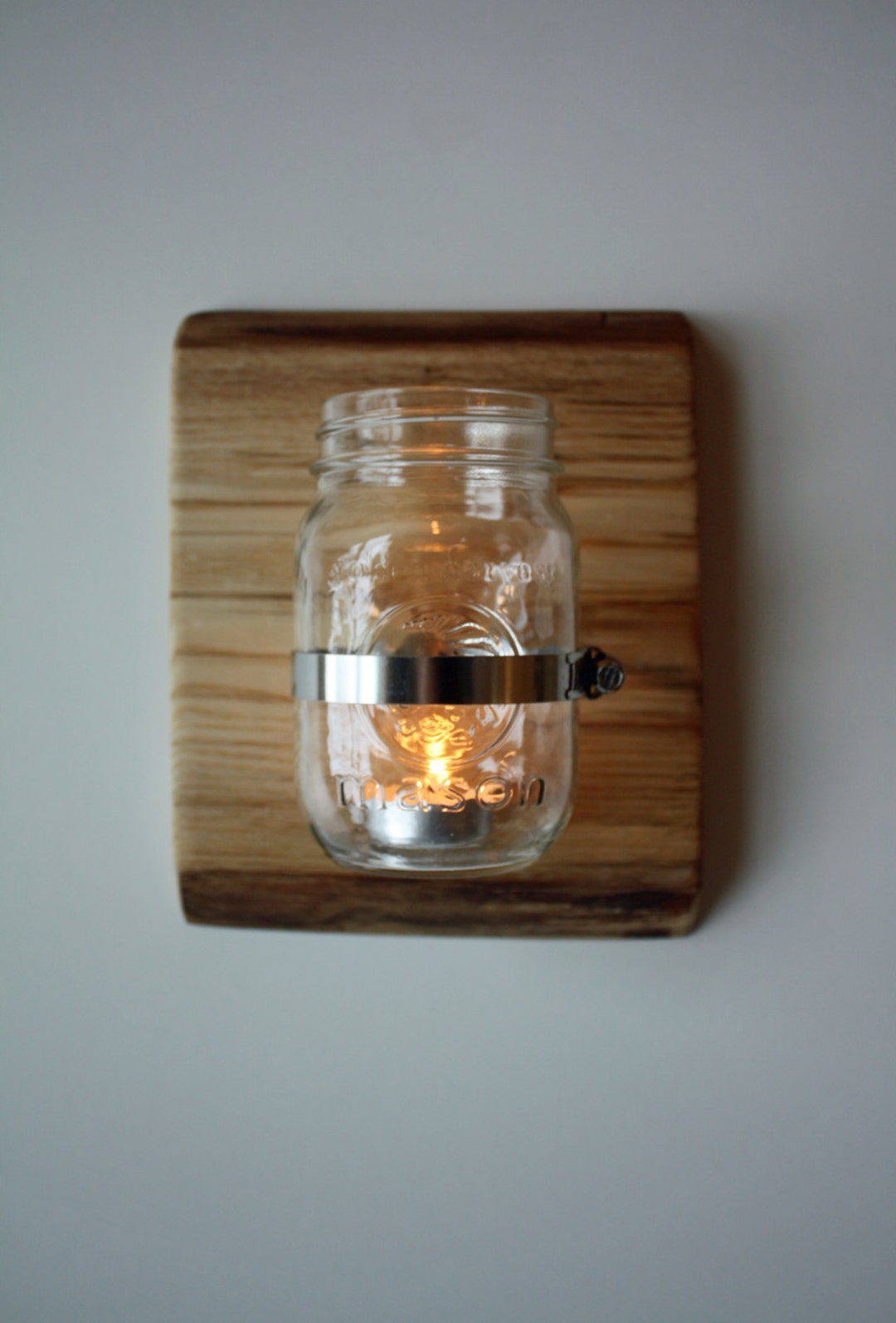 Wall Mounted Mason Jar 3 Sconce, Candle Holder, Vase or Terrrarium Etsy