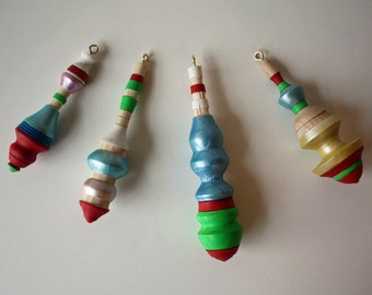 Hand-turned and Hand-painted Christmas Ornaments - Home Decor for Christmas Holidays - Made from repurposed lumber