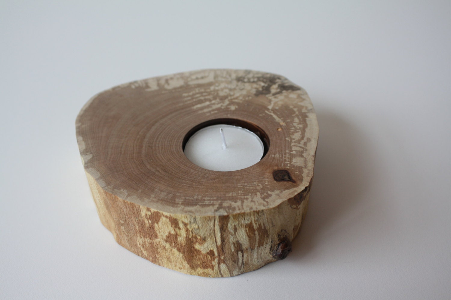 Round Spalted Hardwood Candle Holder for 1 Tea Light Etsy