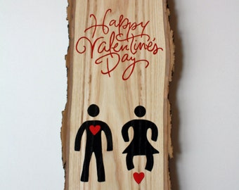 Valentines Wall Hanging 18 featuring Hand Painted "Happy Valentines Day" and funny imagery