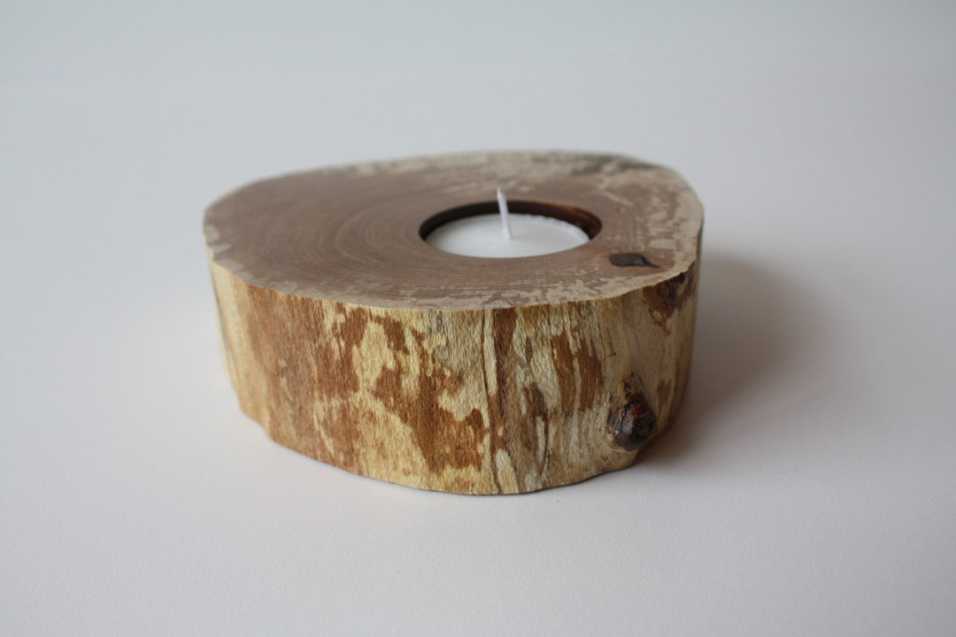 Round Spalted Hardwood Candle Holder for 1 Tea Light Etsy