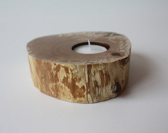 Round Spalted Hardwood Candle Holder for 1 tea light