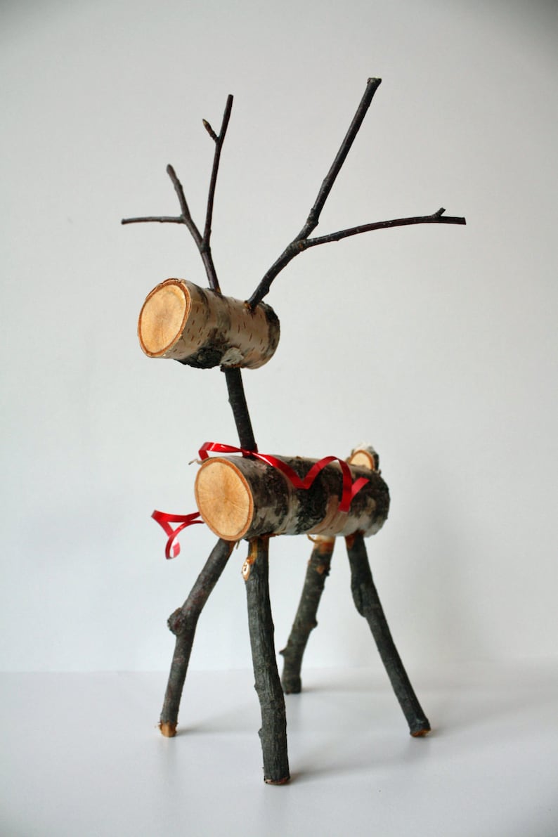 Birch Bark Reindeer Small Using Naturally Fallen Birch Tree Pieces Etsy