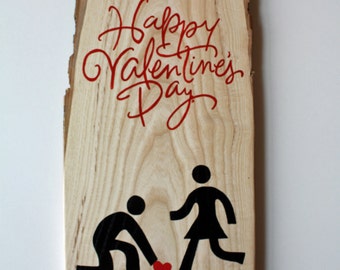 Valentines Wall Hanging 19 featuring Hand Painted "Happy Valentines Day" and funny imagery