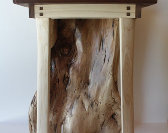 Maple and Cocobola Spalted Stump Side Table