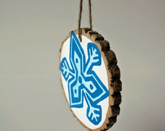 Handpainted Snowflake Ornaments - Home Decor for Christmas Holidays - Made from naturally fallen trees