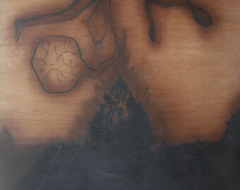 Original Artwork - "Male of the Species" Charcoal Drawing on Mahogany Plywood