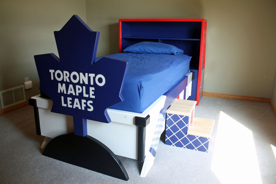 Custom Pine and Maple Toronto Maple Leaf Children's Hockey Bed