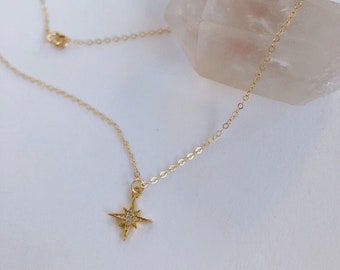 Polaris Gem Necklace | 14K Gold Filled Chain w/North Star Charm