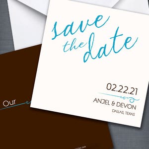 Modern Save The Date Cards- Script Font- Endearing Promises- Diva Impression