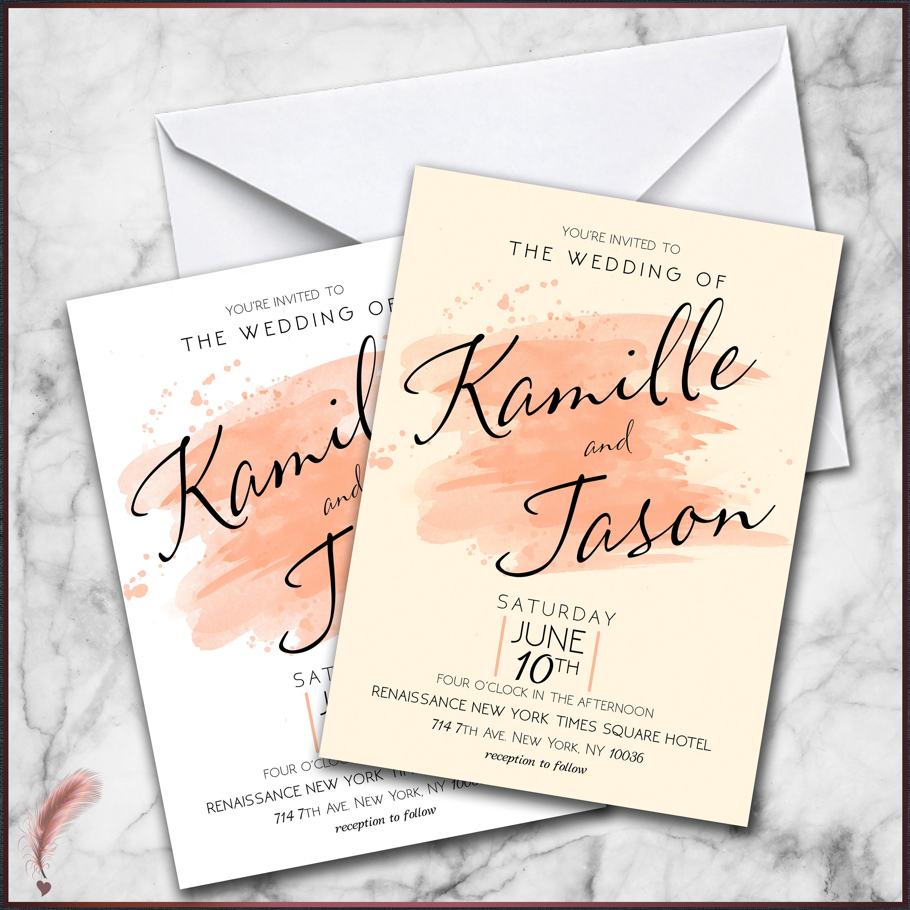 Watercolor Wedding Invitation- Artsy Themed- Diva Impression