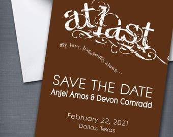 Save The Date Invitations- At Last- FREE SHIPPING- Diva Impression