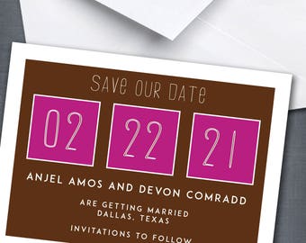 Modern Save The Date Cards- FREE SHIPPING- Diva Impression