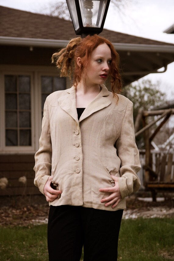 1940s Tan Suit Jacket - image 2