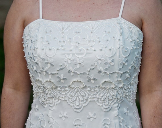 Jessica McClintock Sheath Beaded Wedding Dress - image 5