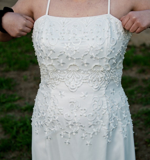 Jessica McClintock Sheath Beaded Wedding Dress - image 4