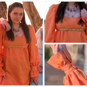 Orange Regency Style 1960s Maxi/Formal Dress