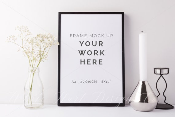 Frame Mockup Black Portrait And A4 Size 20x30cm