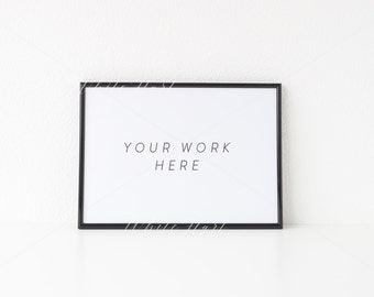 Download Free Frame mockup - Black minimal frame landscape orientation A4 size (20x30cm - 8x12