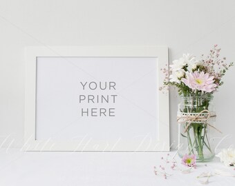 Frame mockup - Stock photography - Landscape white floral - A4 - 20x30cm - High Res Jpeg file + PSD with a smart object layer