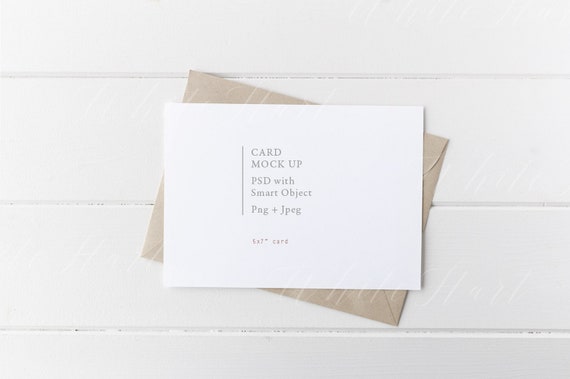 5x7 Stationery Mockup Landscape White Card Kraft