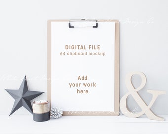 A4 clipboard mockup - Psd smart object + Png + Jpeg - Showcase your work online with digital mockups - instant download