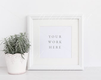 Square frame mockup 12x12" mounted - PSD smart object + Png + Jpeg - Showcase your work online with digital mockups - Instant download