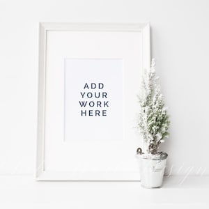 Christmas A4 frame mockup for artwork of smaller size - Psd smart object + Png + Jpeg - lettering, print mockup - xmas - digital file only