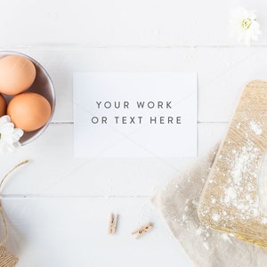 Card mockup 5.75x4&quot; + BONUS stock photo - PSD Smart Object + Png + Jpeg - recipe card mockup - instant download - digital mockup