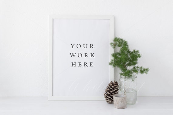 A3 frame mockup - 30X40cm Portrait - Pas smart object + Png + Jpeg - Rustic Christmas, mockup printables - digital file instant download