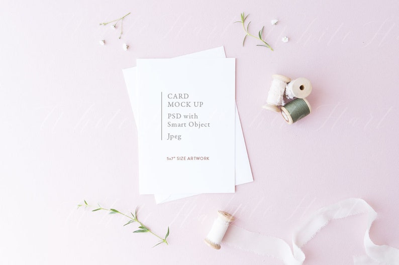 Wedding Stationery Mockup 5x7 Card Jpeg Psd Smart Object Etsy