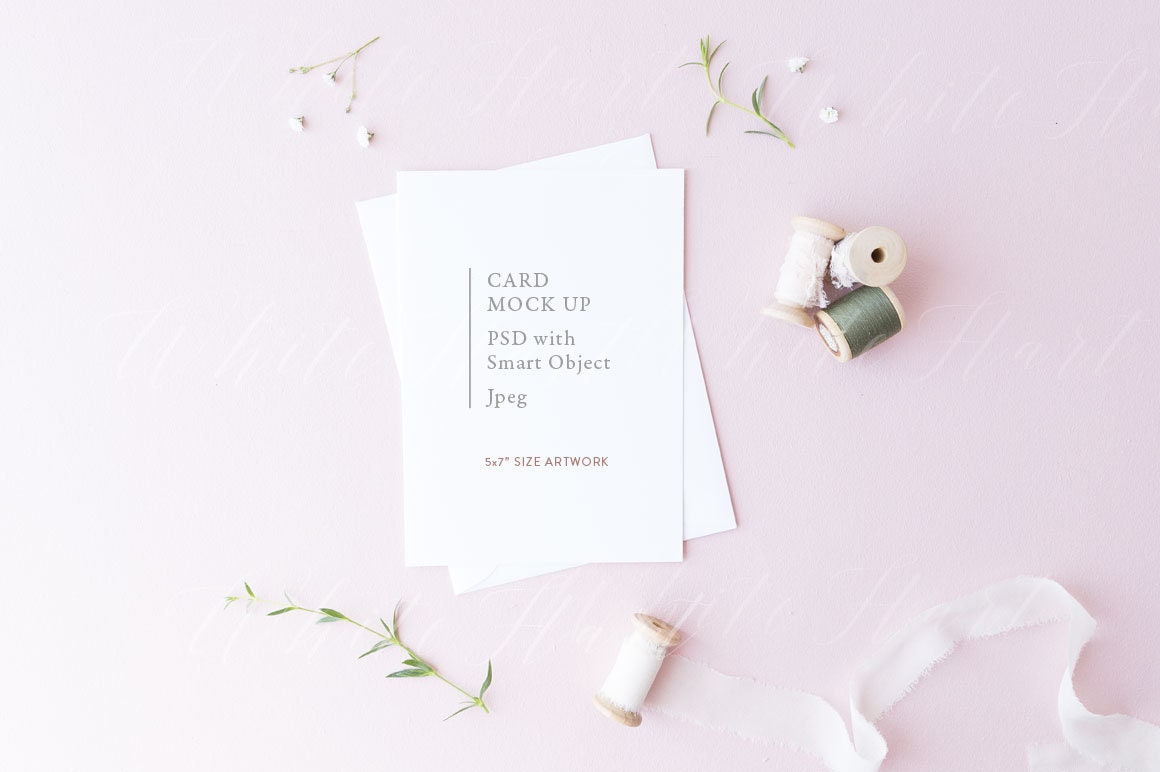 Wedding Stationery Mockup 5x7 Card Jpeg Psd Smart Object Etsy